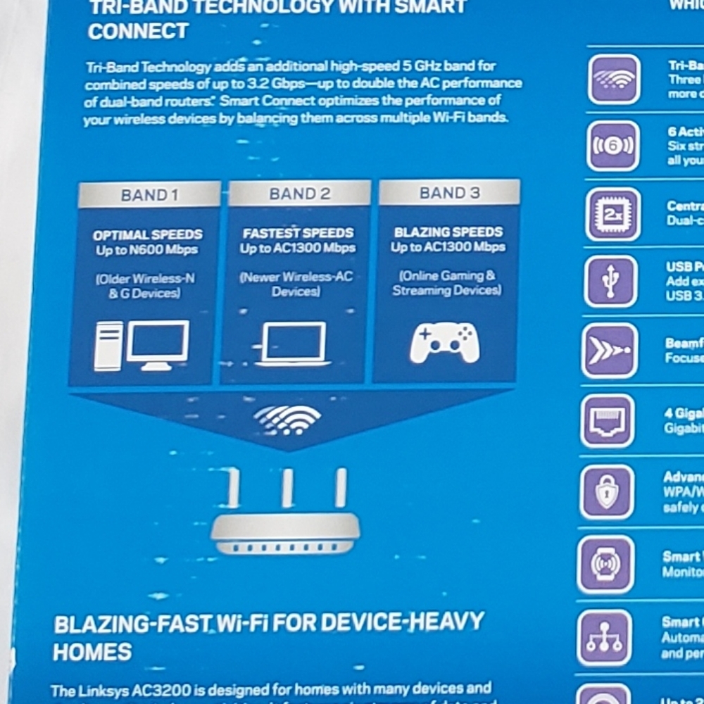 Linksys AC3200 Tri-Band Smart WiFi Router - Picture 3 of 14